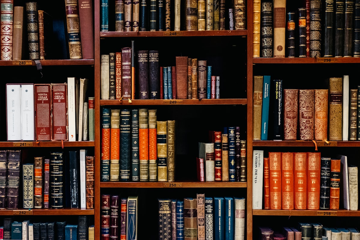 Law books on shelves